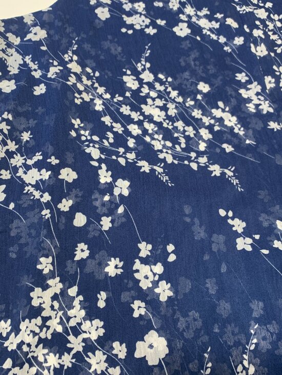 Cristina B Blue Floral Sleeveless Blouse XL Sheer Layered Boho Tank Top - Picture 6 of 8